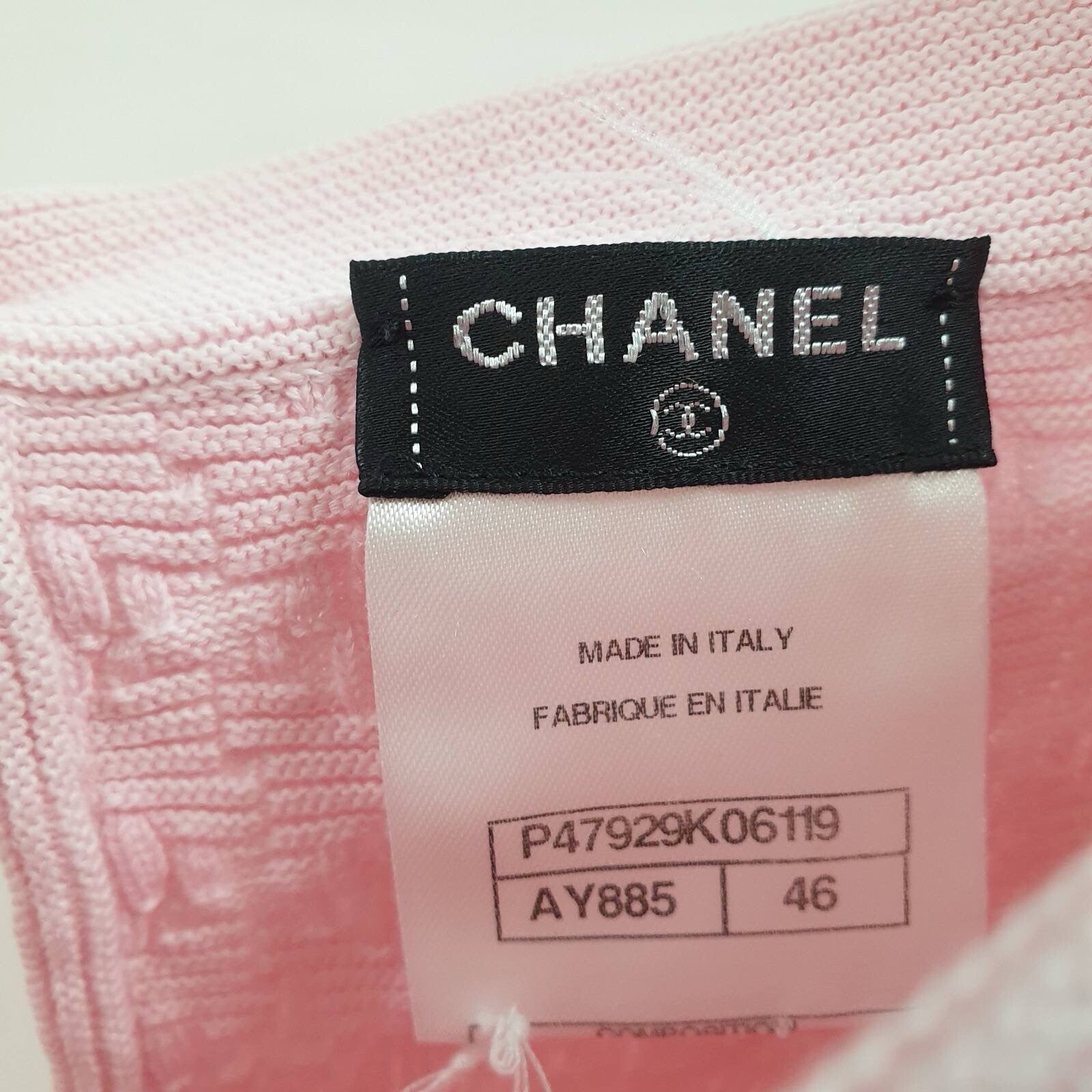CHANEL 2014 Pink Cotton Dress Cardigan Suit Set  Sz.44-46