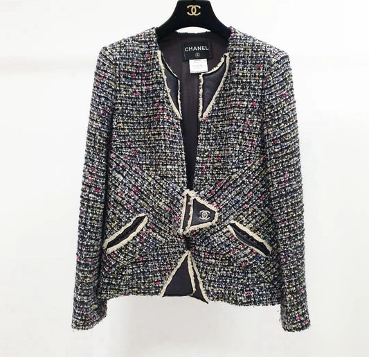 Chanel Tweed Shearling Blazer Jacket Sz.38