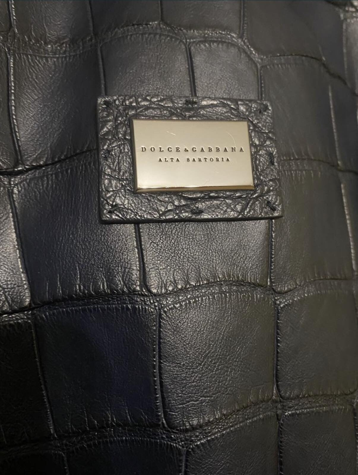 Dolce and Gabbana Navy Crocodile Bomber Jacket Sz.48-50