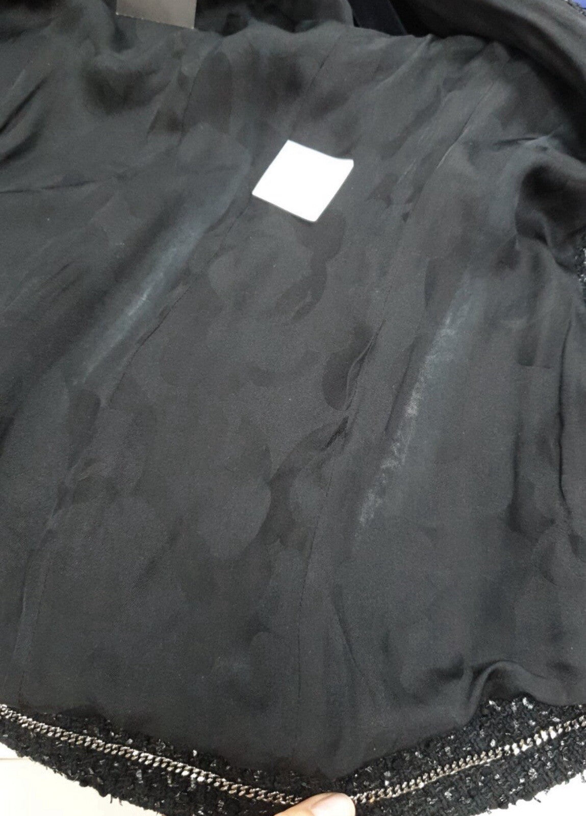 CHANEL 19P BLACK METALLIC CC LOGO BUTTON BLAZER JACKET  Sz.36