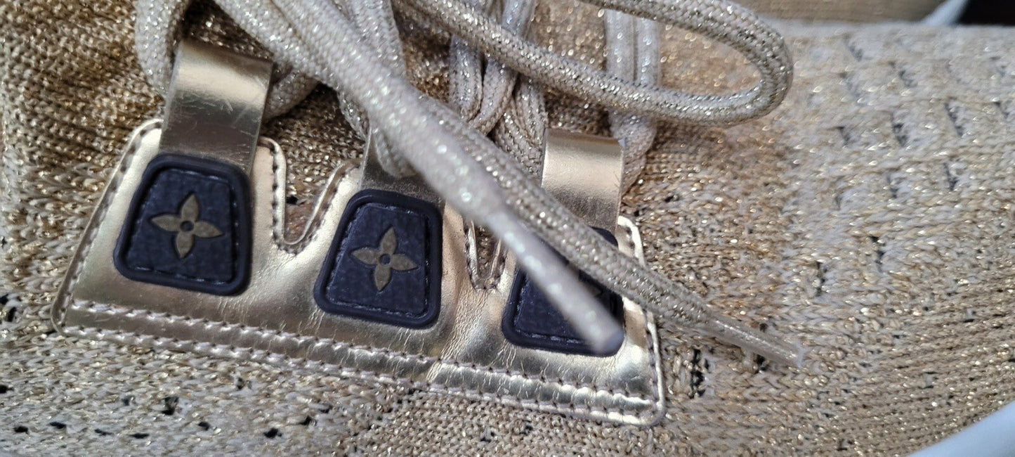 Louis Vuitton Gold Knit Fabric Leather Aftergame Sneakers Sz.40