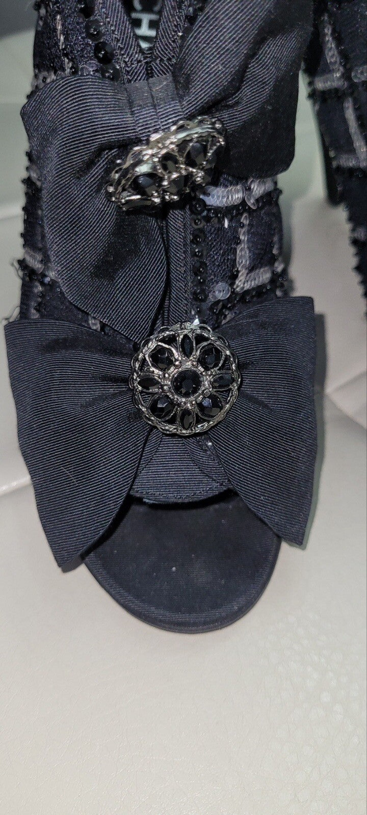 Chanel Multicolor Textile Open Boots Booties Sz.40