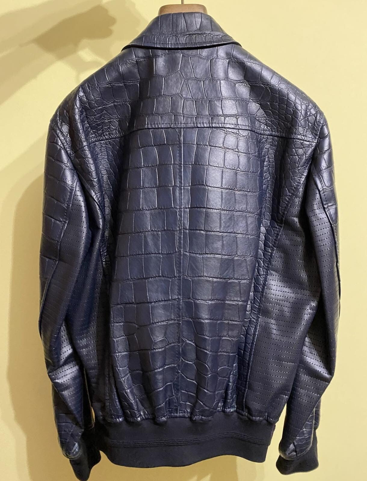 Dolce and Gabbana Navy Crocodile Bomber Jacket Sz.48-50