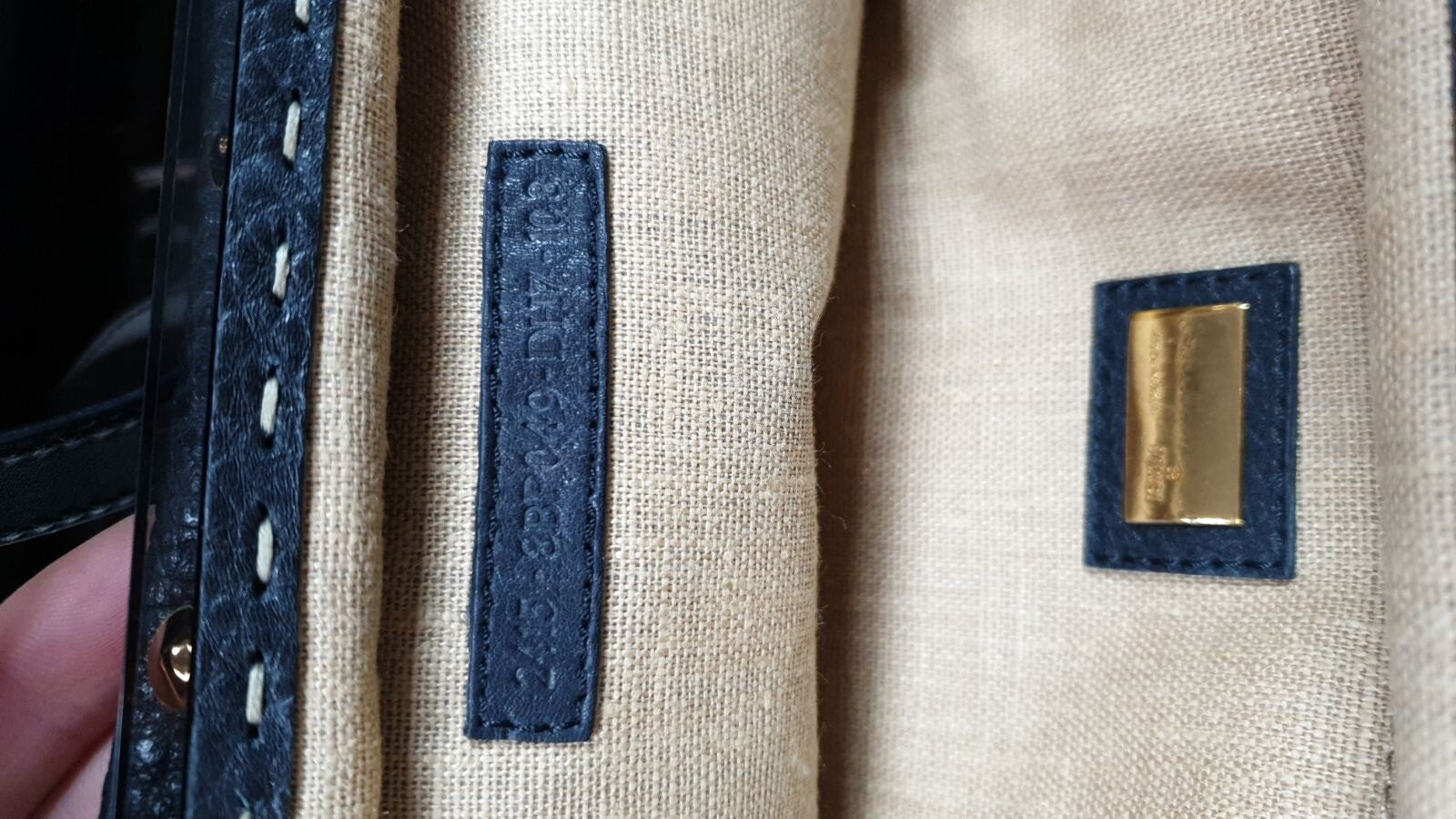 Fendi Black Leather Walnut Wood Handle Clutch Bag