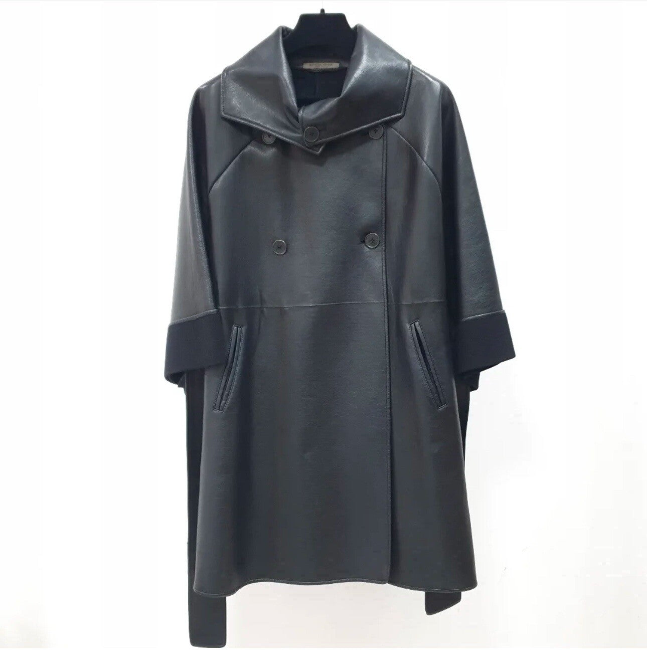 Bottega Veneta Black Leather Coat Sz.38