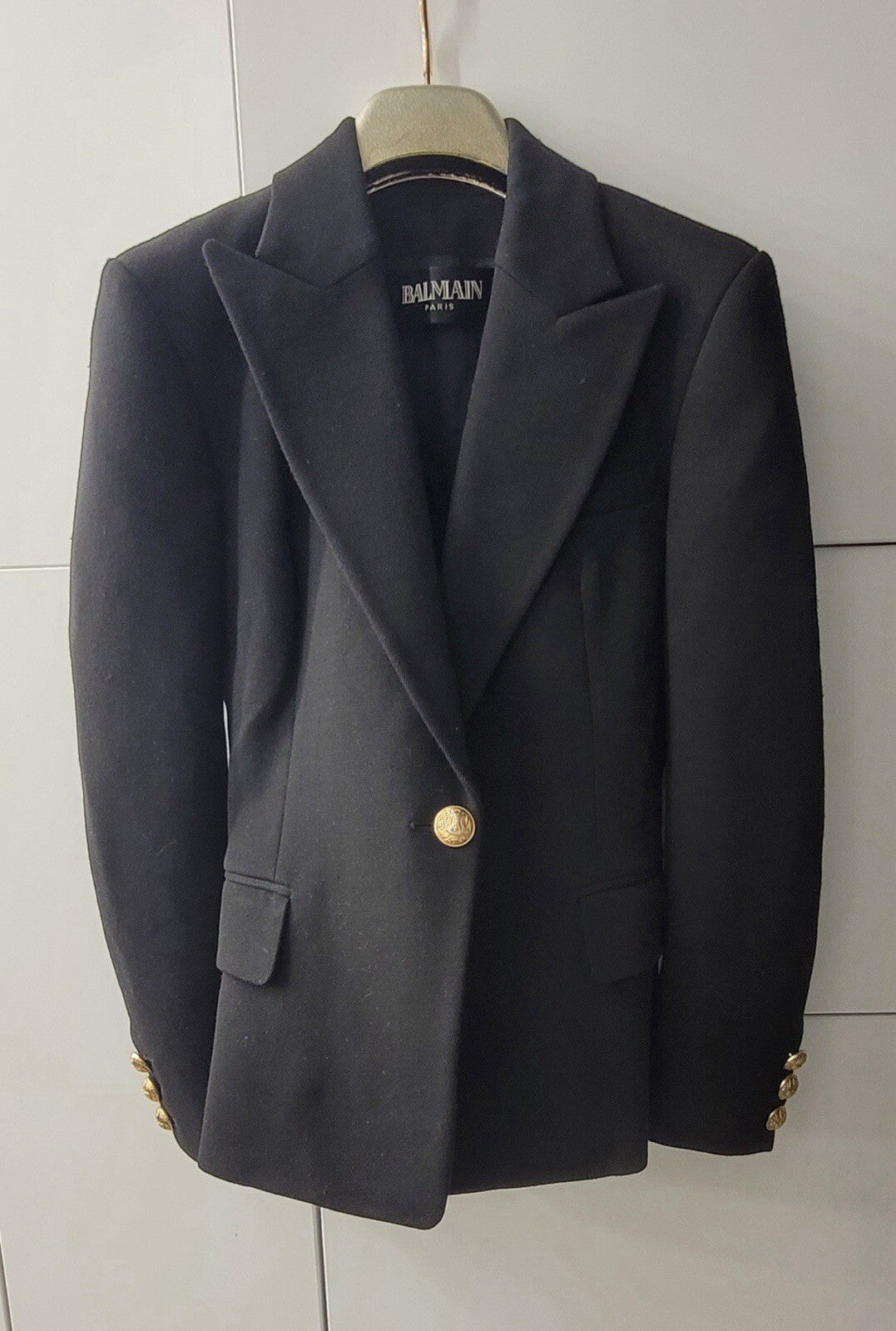 BALMAIN Black Wool one-button wool blazer Sz.38