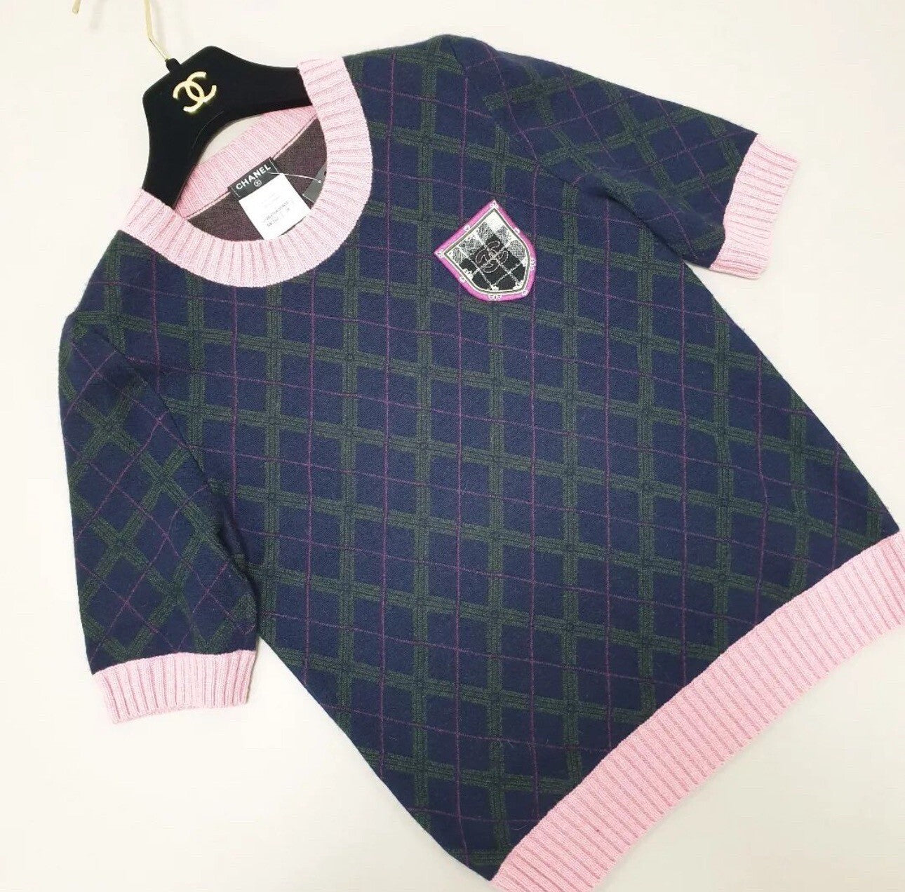 Chanel Navy Blue Top Shoulder Gold Buttons Sz.38