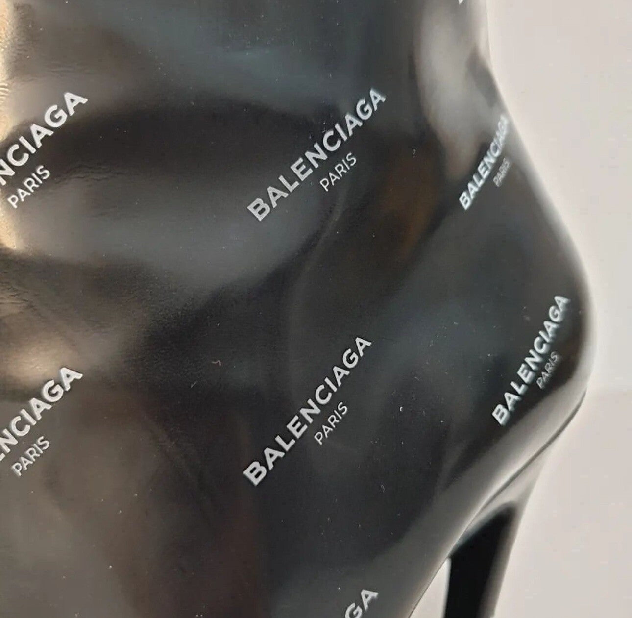 Balenciaga Knife Black Patent Leather Logo Print Booties  Sz.38