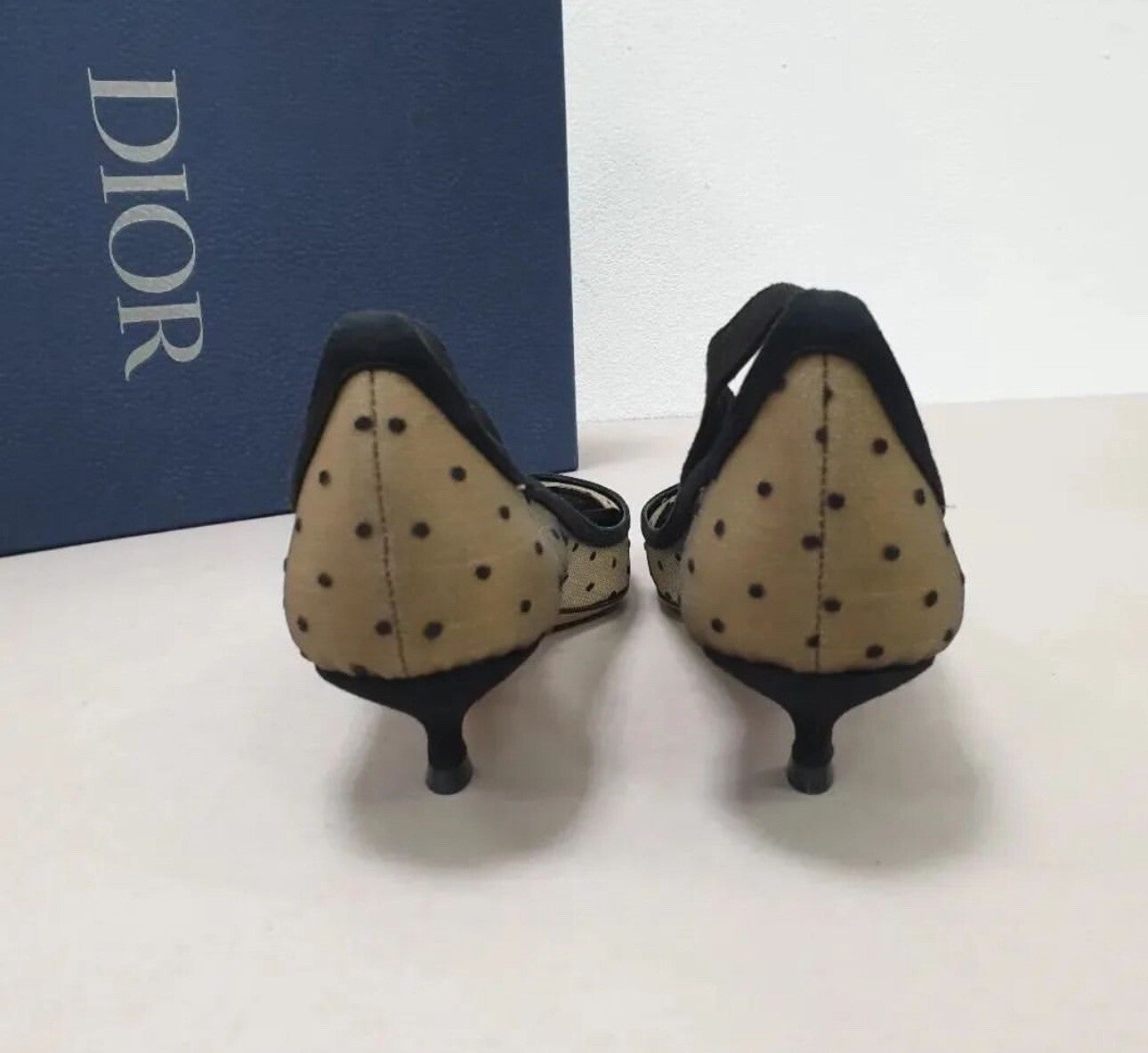 Christian Dior Black Mesh Suede D Polka Dot Pumps sz.38