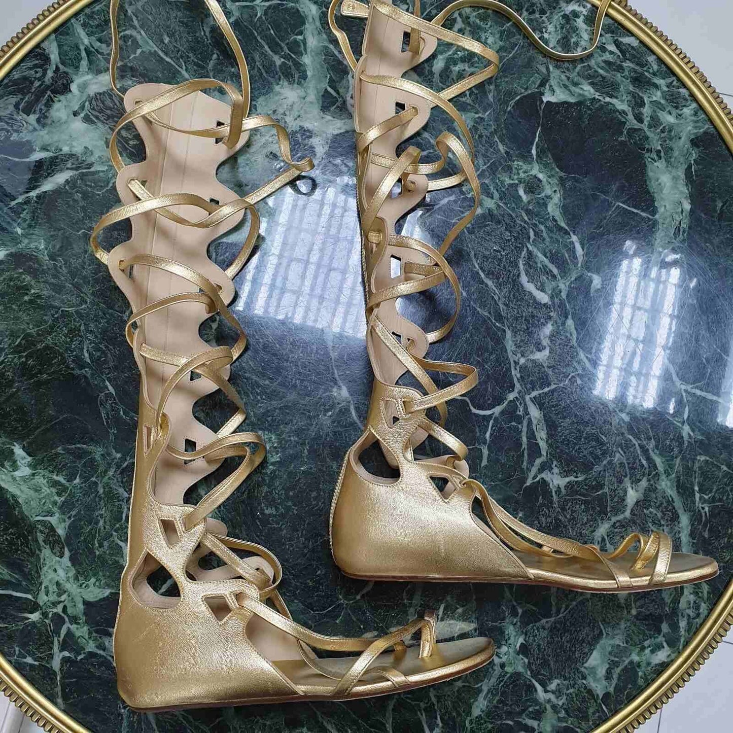 Chanel Gold Gladiator Sandals  Sz.38