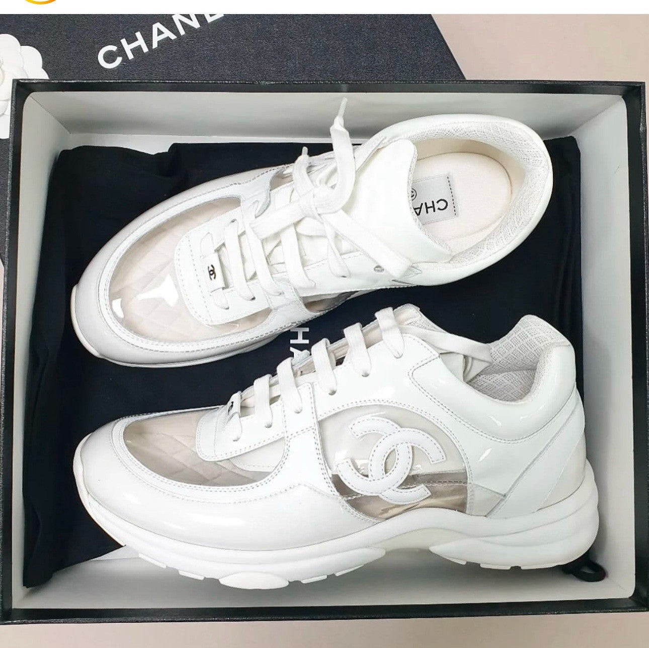 NWB Chanel 2018 White CC Low-Top Sneakers Trainers Shoes  Sz.40