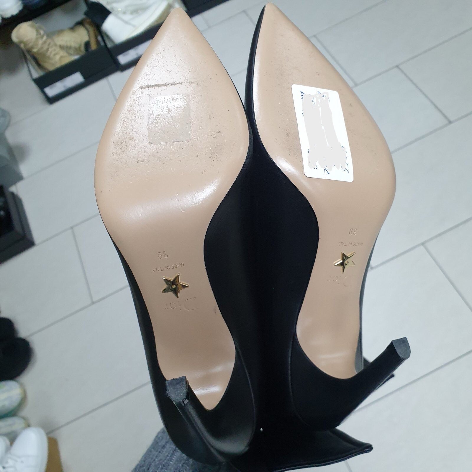 Christian Dior Black Leather Ties Heels Booties sz.39