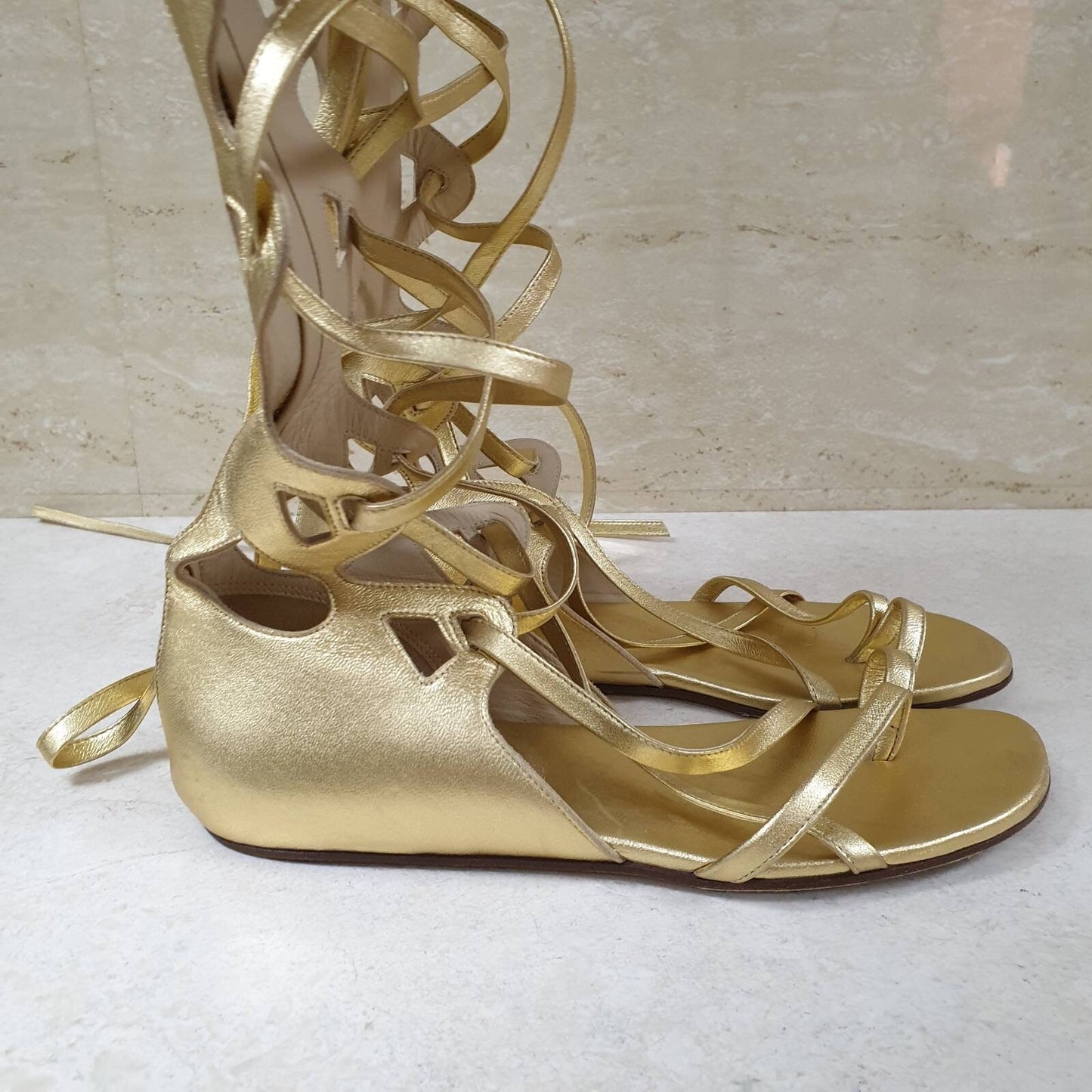 Chanel Gold Gladiator Sandals  Sz.38