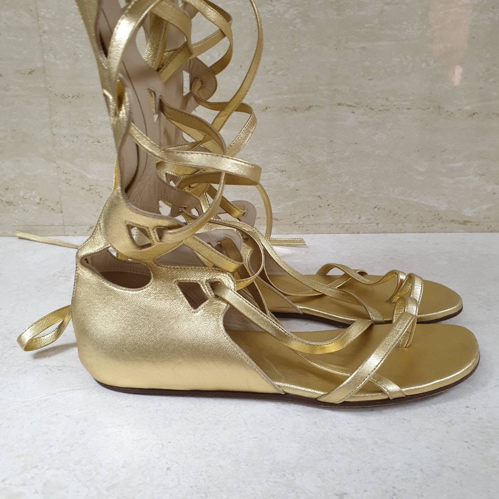 Chanel Gold Gladiator Sandals  Sz.38