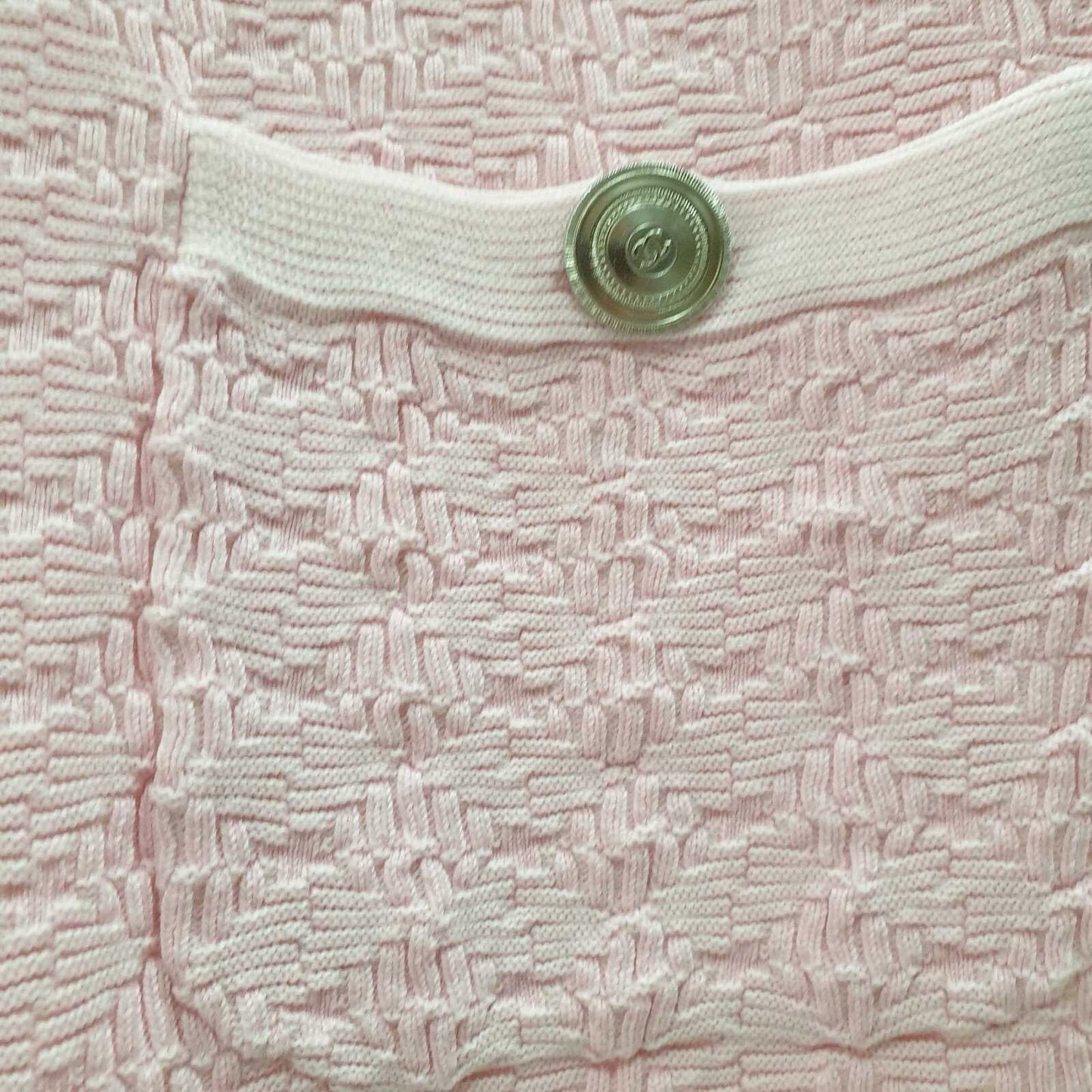 CHANEL 2014 Pink Cotton Dress Cardigan Suit Set  Sz.44-46