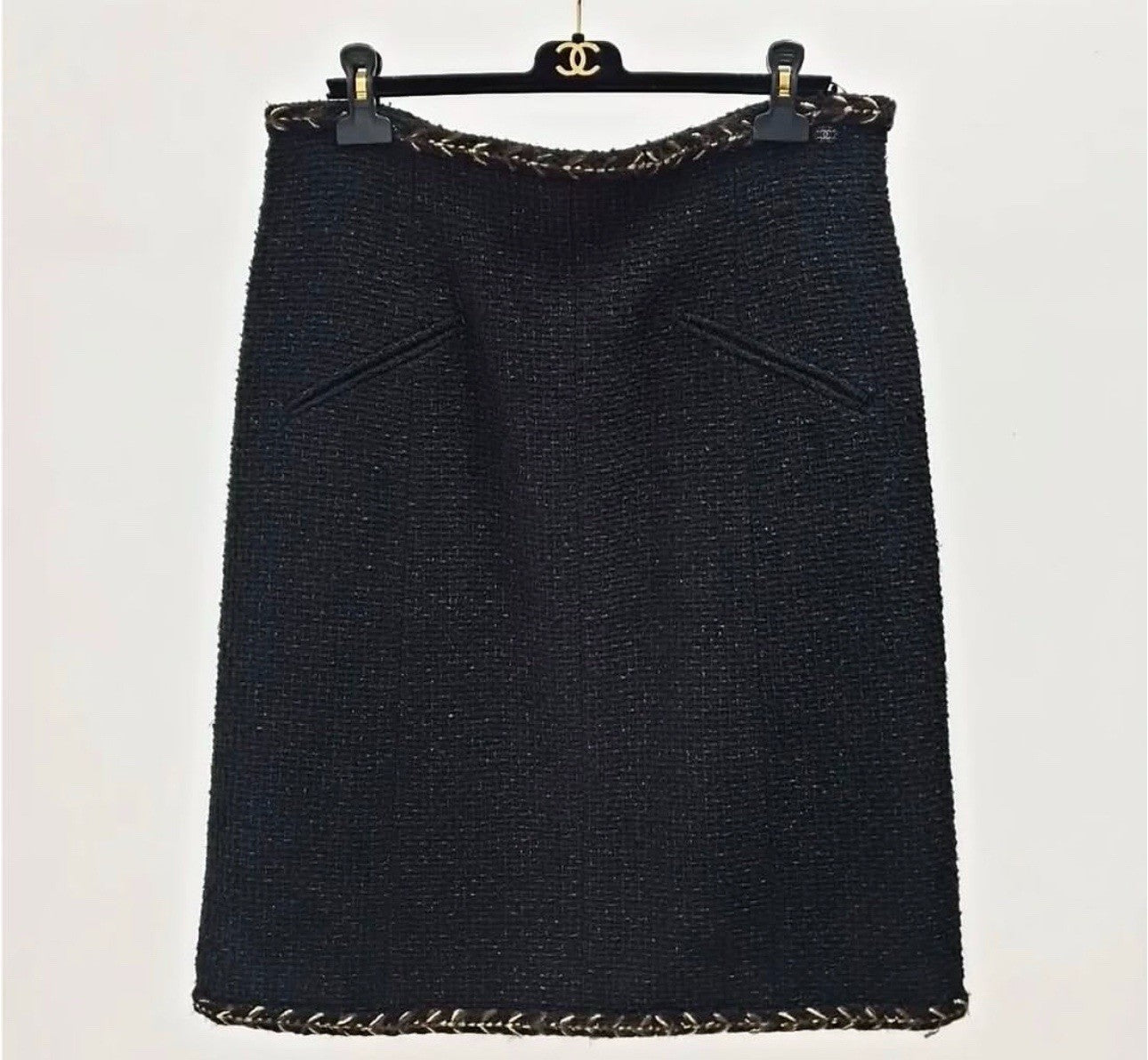 Chanel Black Tweed Skirt Sz. 46