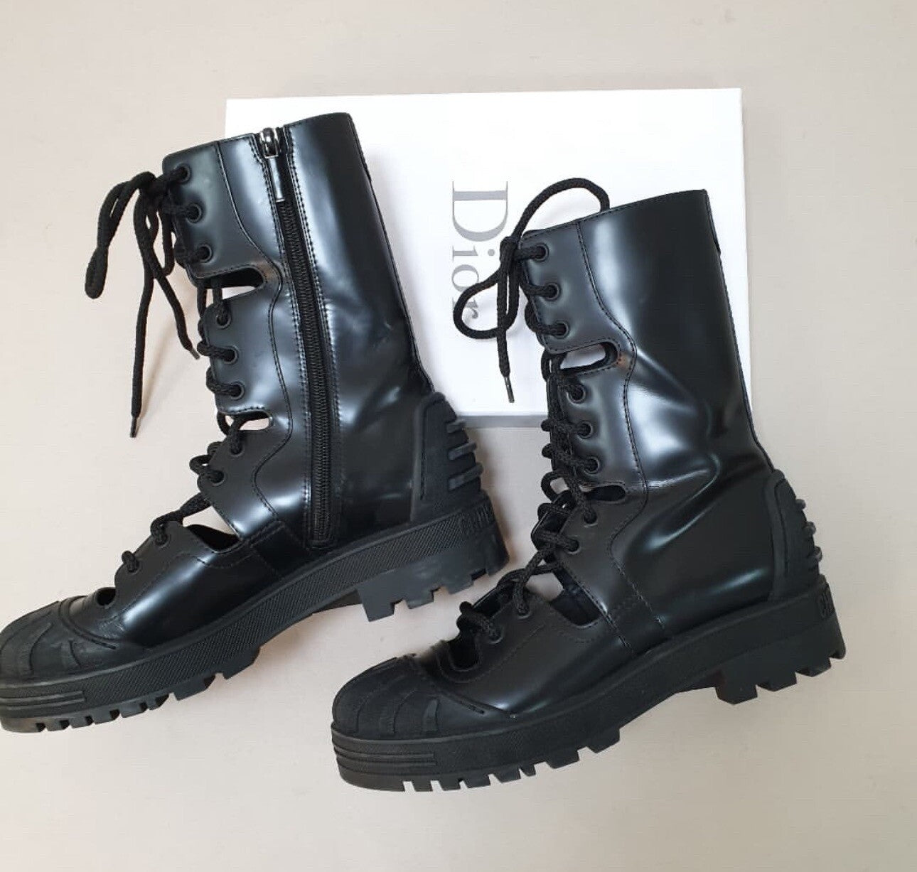 Dior Black Leather Combat Boots sz. 38