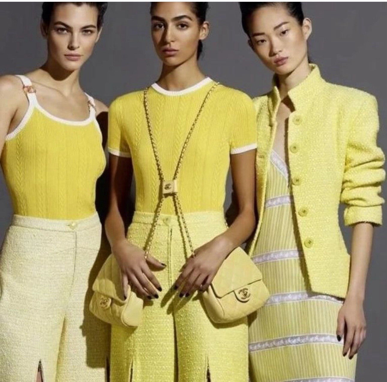 NWOT Chanel 19S Yellow Tweed Jacket Sz.38