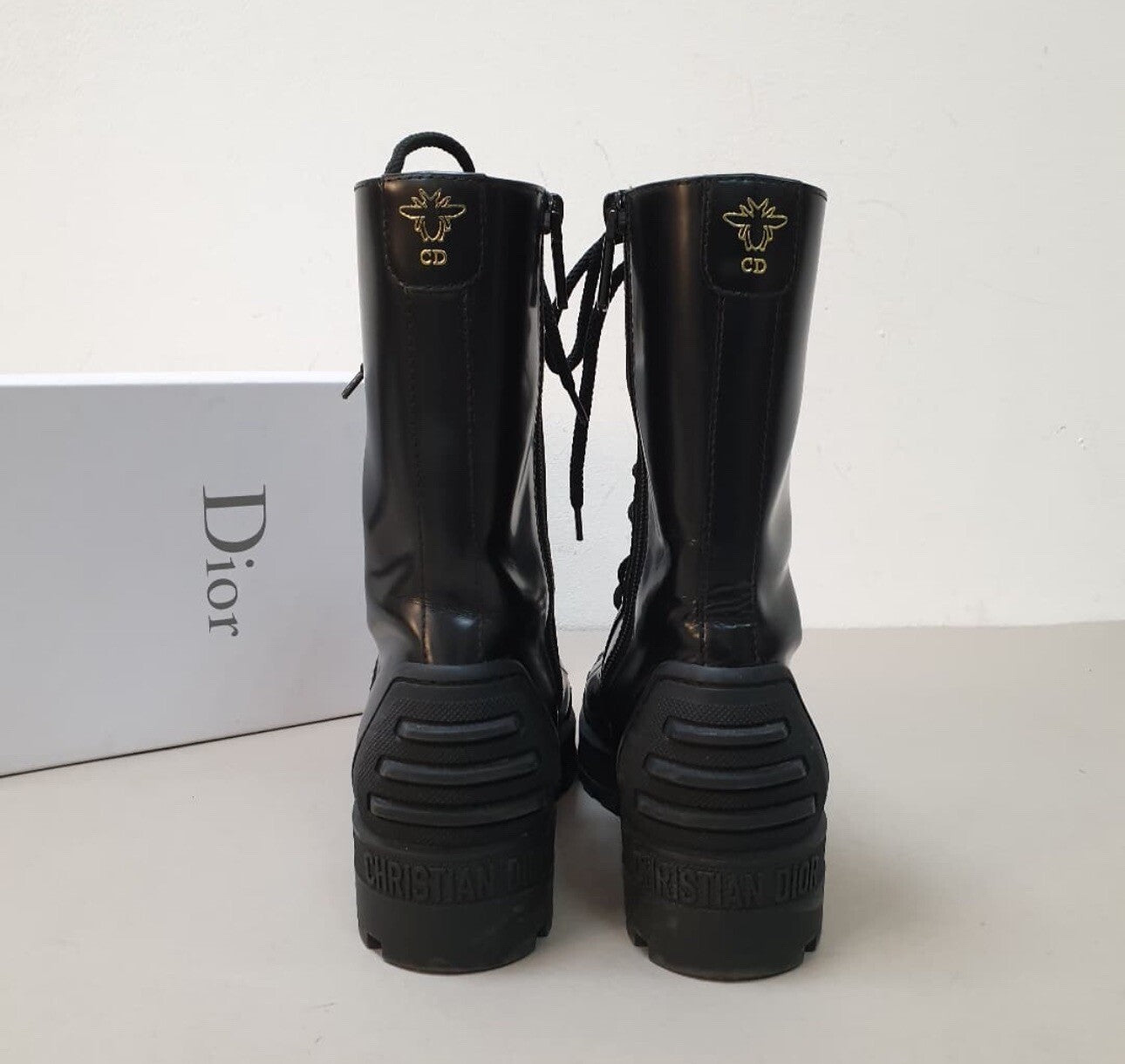 Dior Black Leather Combat Boots sz. 38