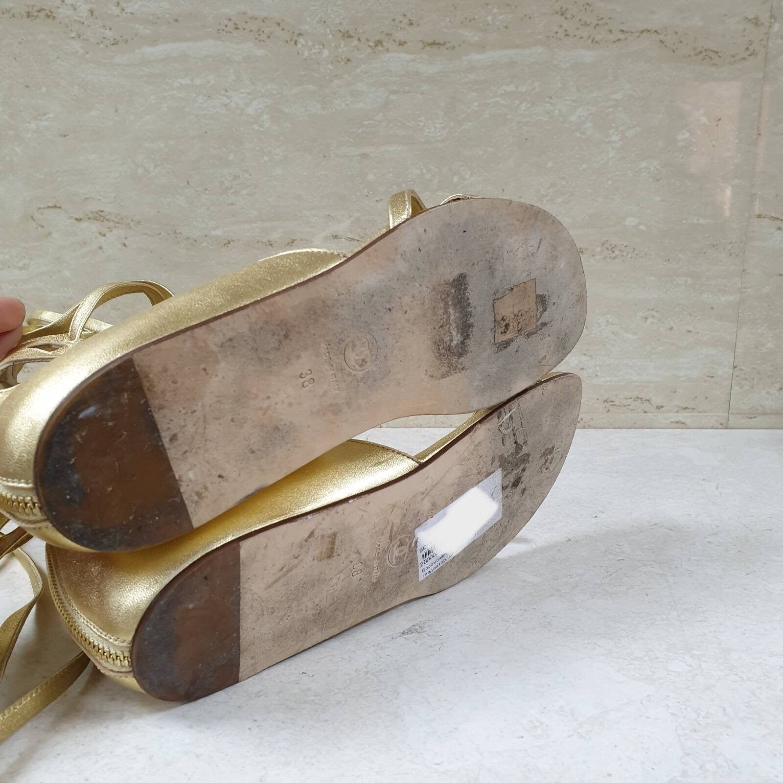 Chanel Gold Gladiator Sandals  Sz.38
