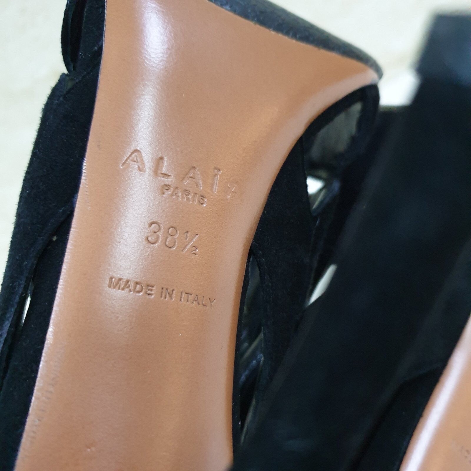 Alaia Black Suede Sandals Heels Sz.38.5