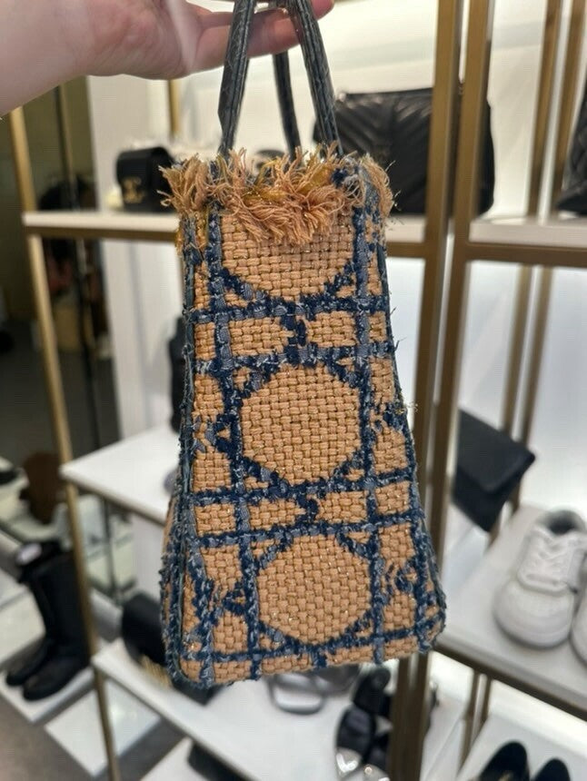 Dior Lady Dior Medium Tweed  Crocodile Handle Bag