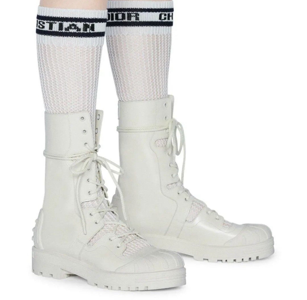 Dior White Iron Leather Tall Boots sz. 38