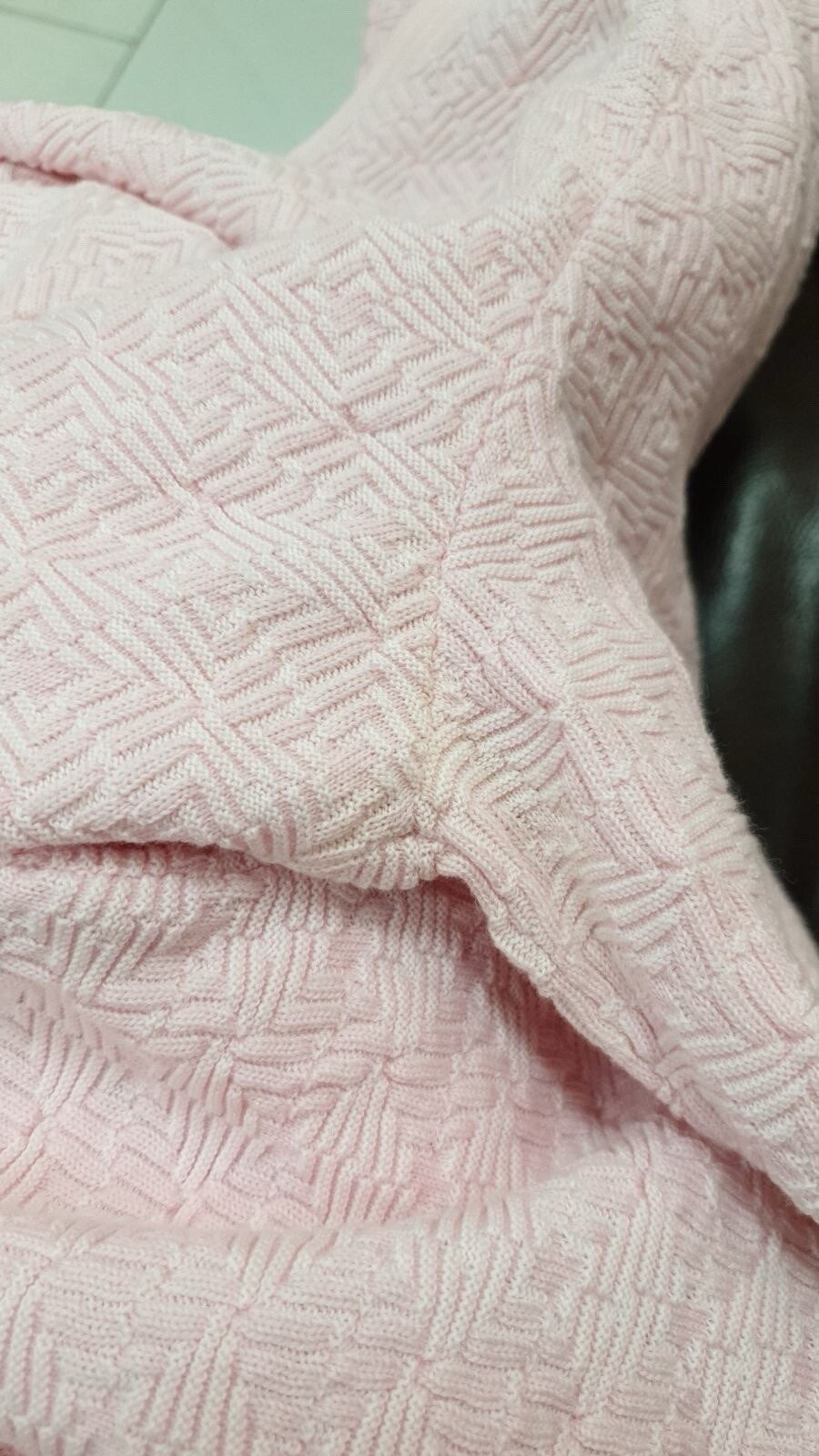 CHANEL 2014 Pink Cotton Dress Cardigan Suit Set  Sz.44-46