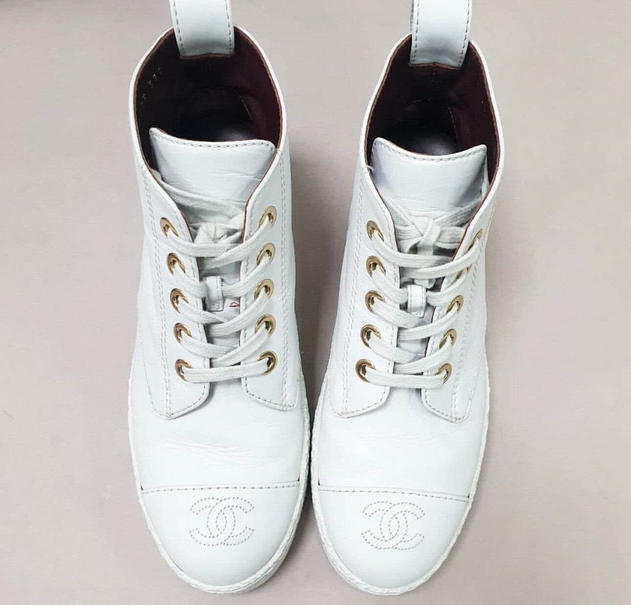 Chanel 2021 Interlocking CC Logo Combat Boots Sz.37