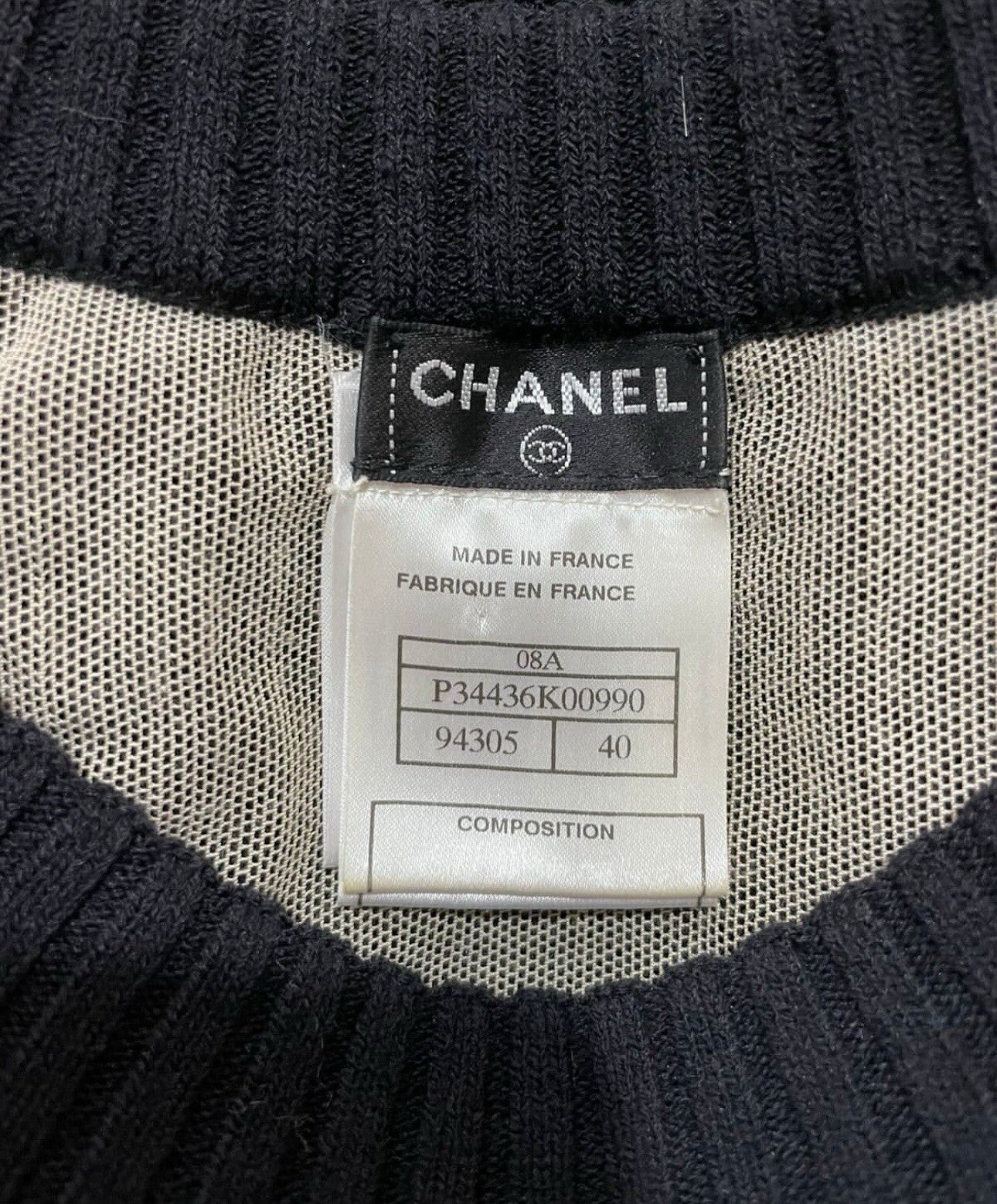 Chanel Black Knit Short Sleeve CC Button Mini Dress Sz.40