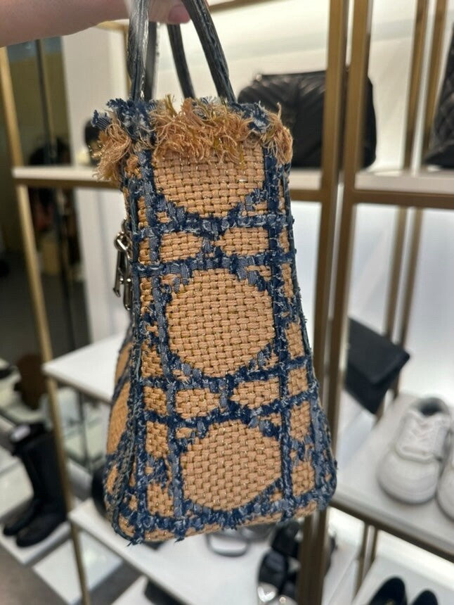 Dior Lady Dior Medium Tweed  Crocodile Handle Bag