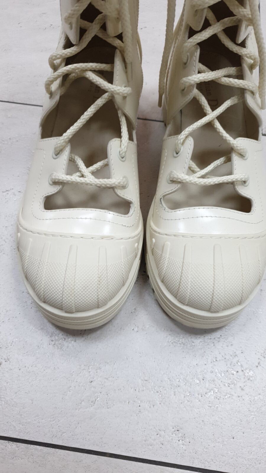 Dior White Iron Leather Tall Boots sz. 38