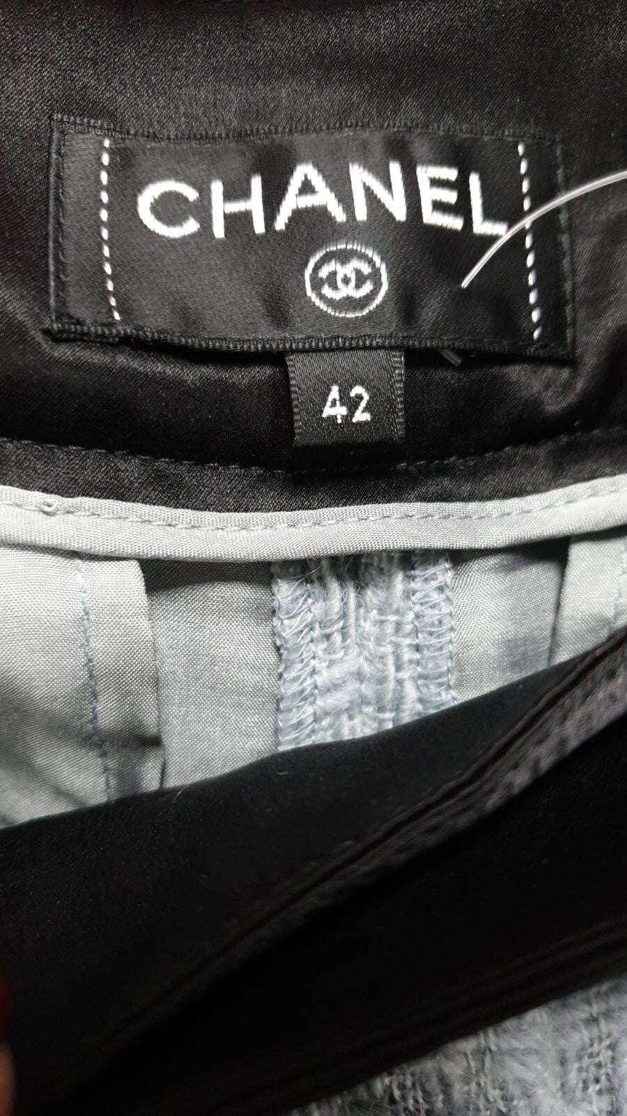 Chanel Gray Wool Wide Leg Jeans  Pants Trousers Sz.42