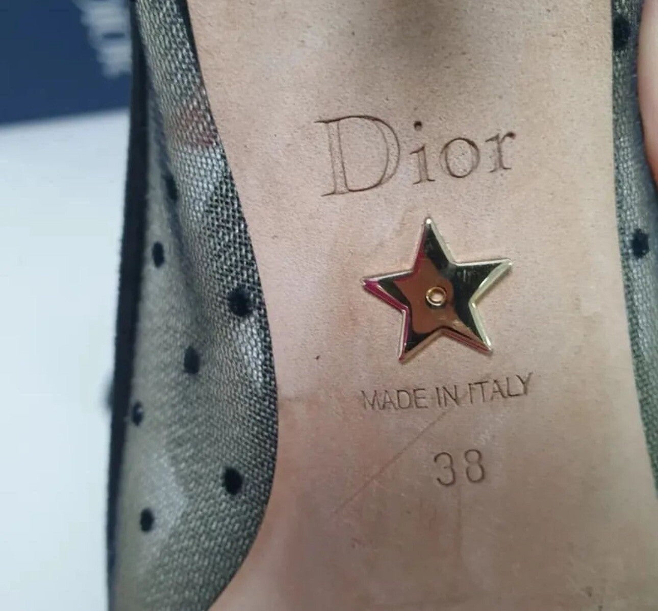 Christian Dior Black Mesh Suede D Polka Dot Pumps sz.38