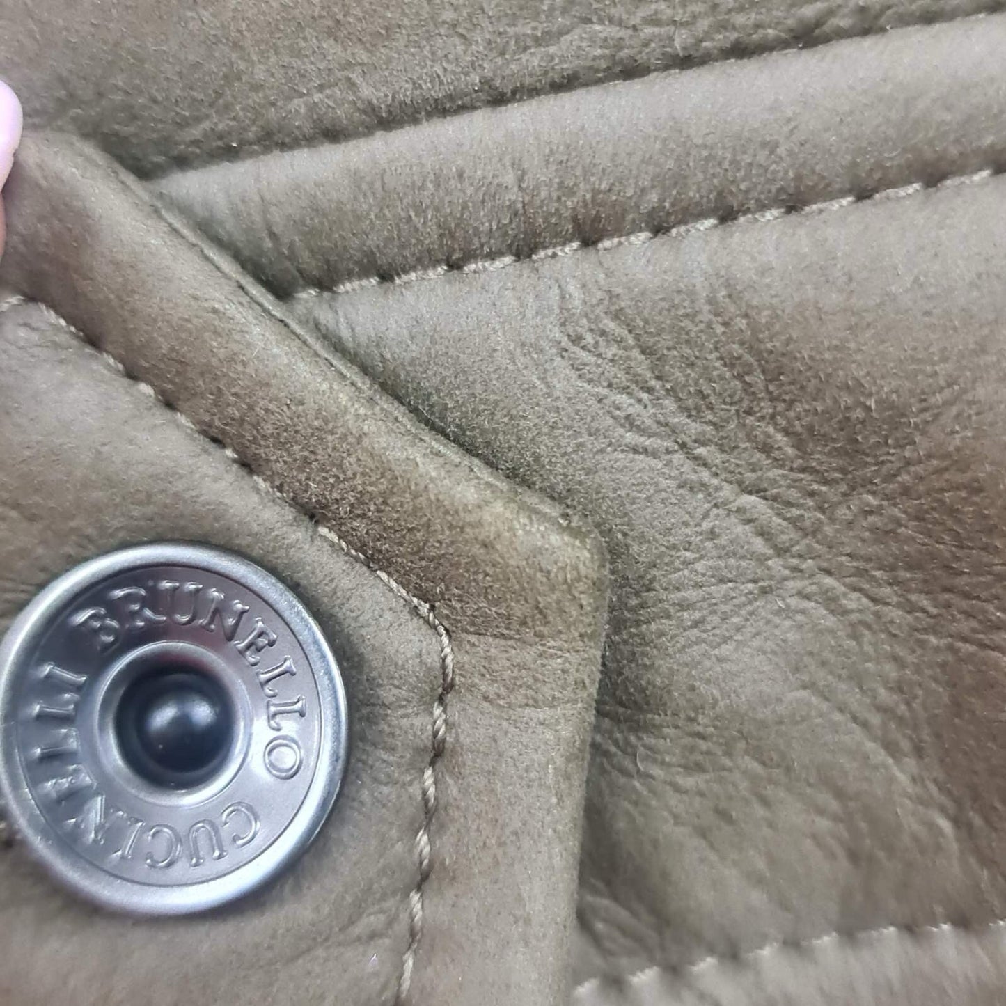 Brunello Cucinelli  Brown Grey Shearling Leather Jacket Sz.38