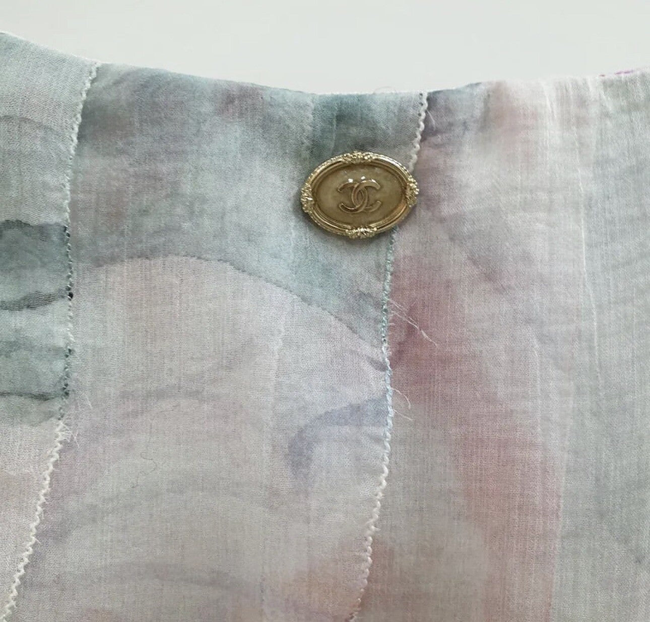 Chanel Multicolor Floral Print Ruffle Silk Blouse Sz.40