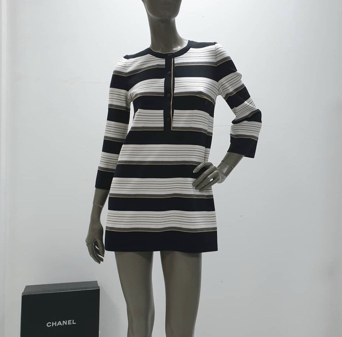 Chanel Striped Silk Tunic-dress Casual Dress Sz.38
