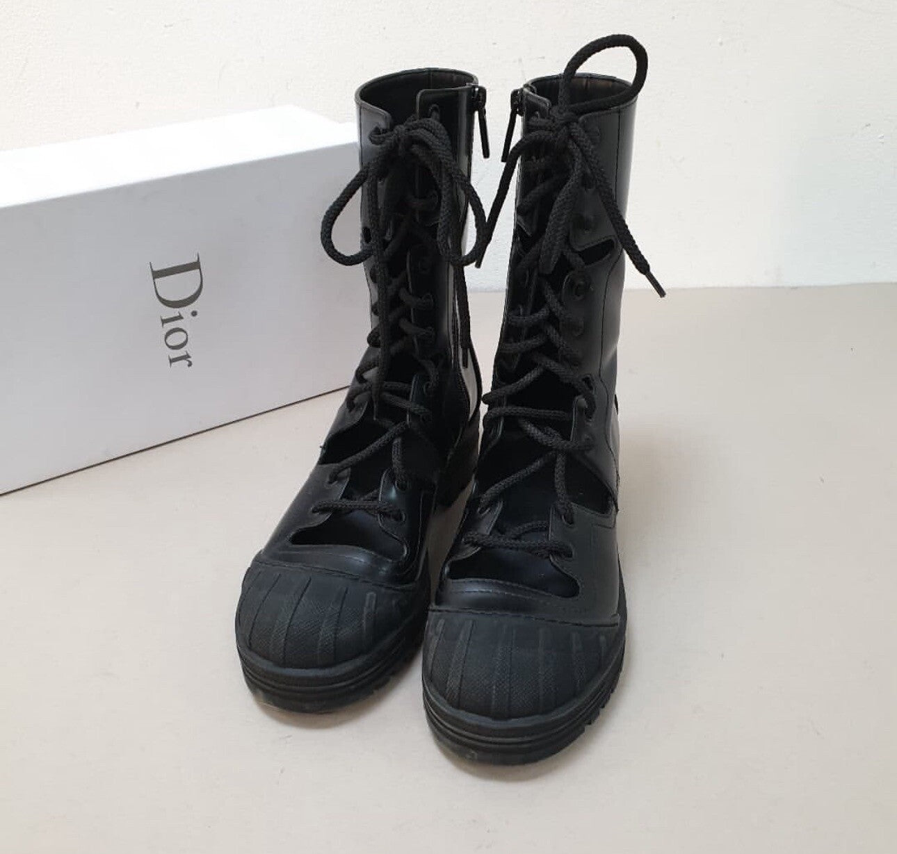 Dior Black Leather Combat Boots sz. 38