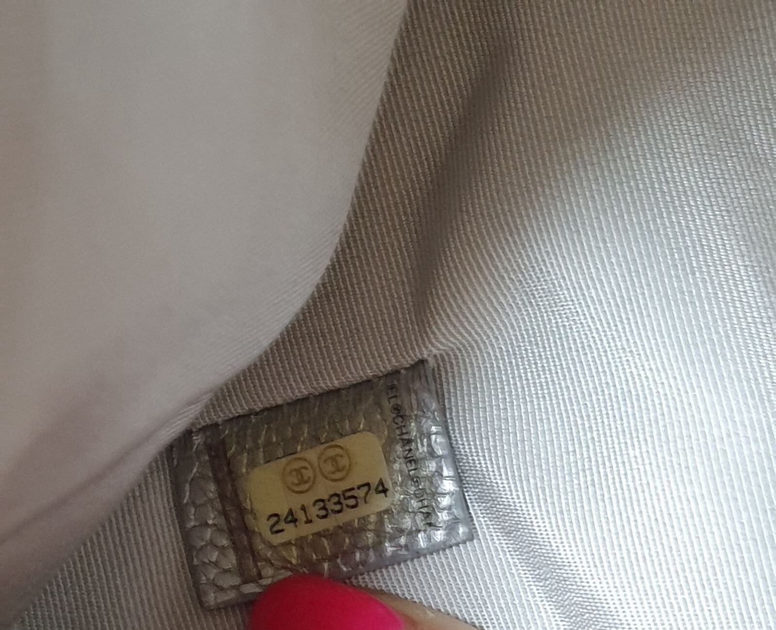 Chanel Silver Grain Leather Clutch Bag