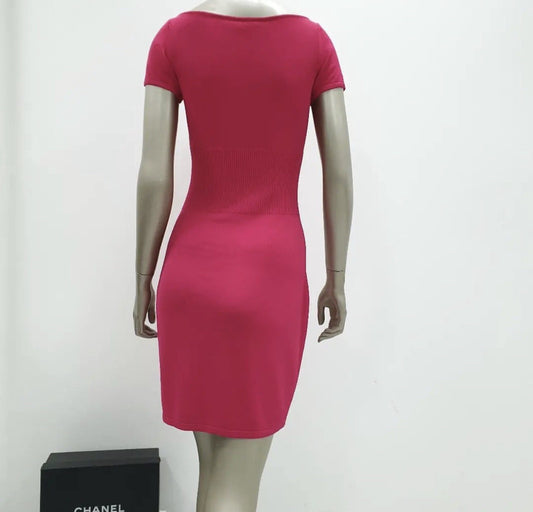 Chanel 2010 Pink Knit Midi Sweater Dress Sz.36