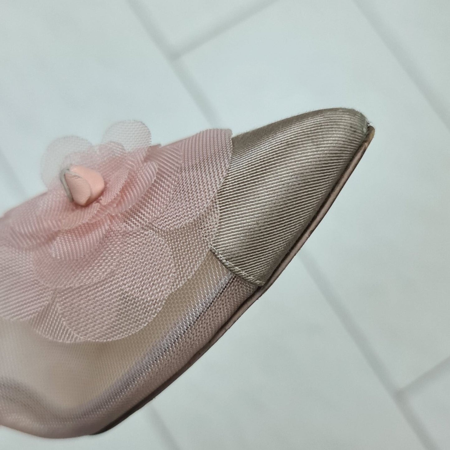 Chanel Pink Mesh and Grosgrain Flower Cap Toe Short Booties sz.38