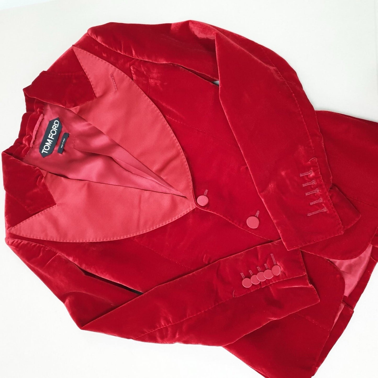 TOM FORD Shelton Shawl Collar Velvet Red Sport Coat Tuxedo Dinner Jacket Sz.38