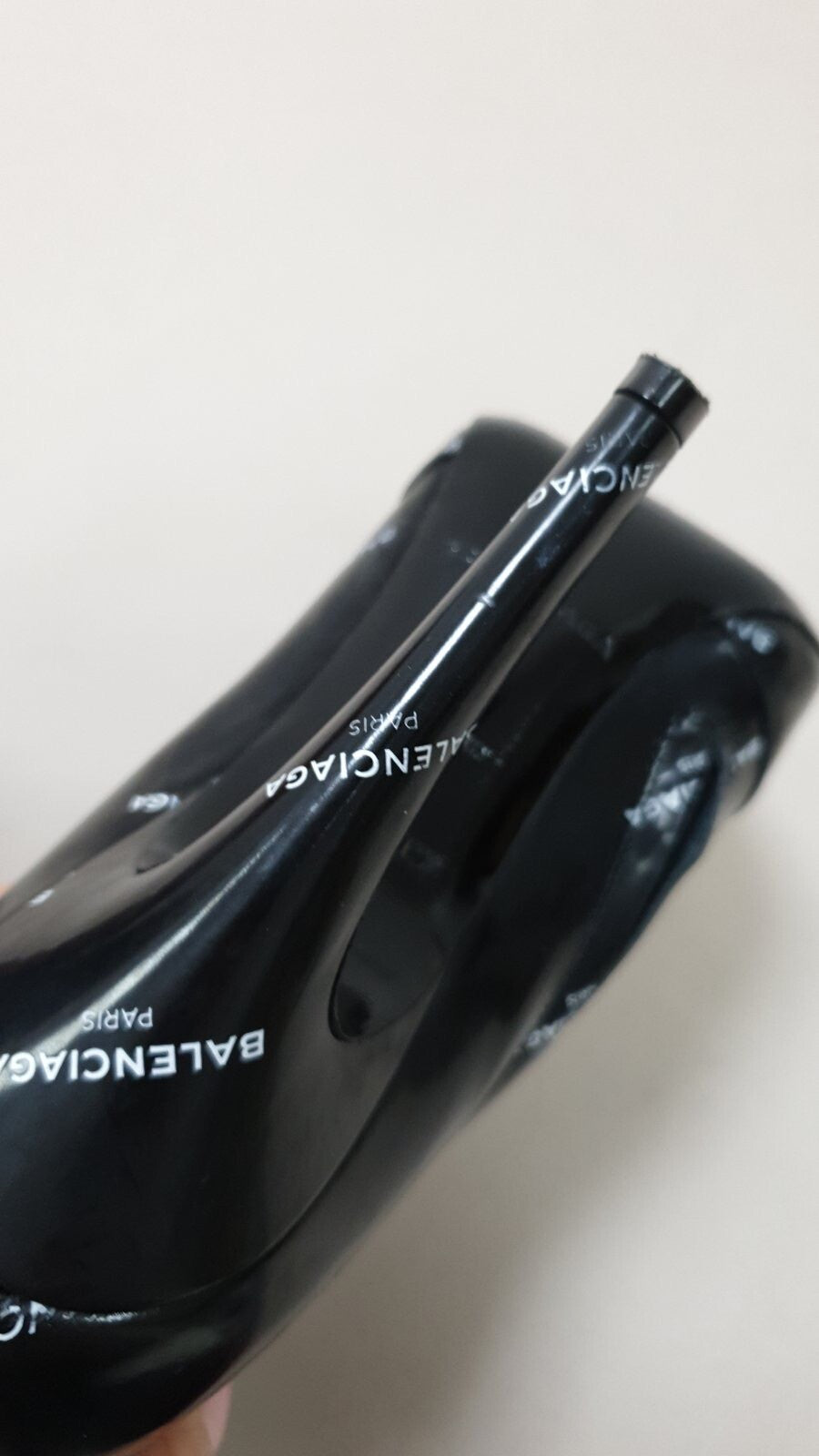 Balenciaga Knife Black Patent Leather Logo Print Booties  Sz.38