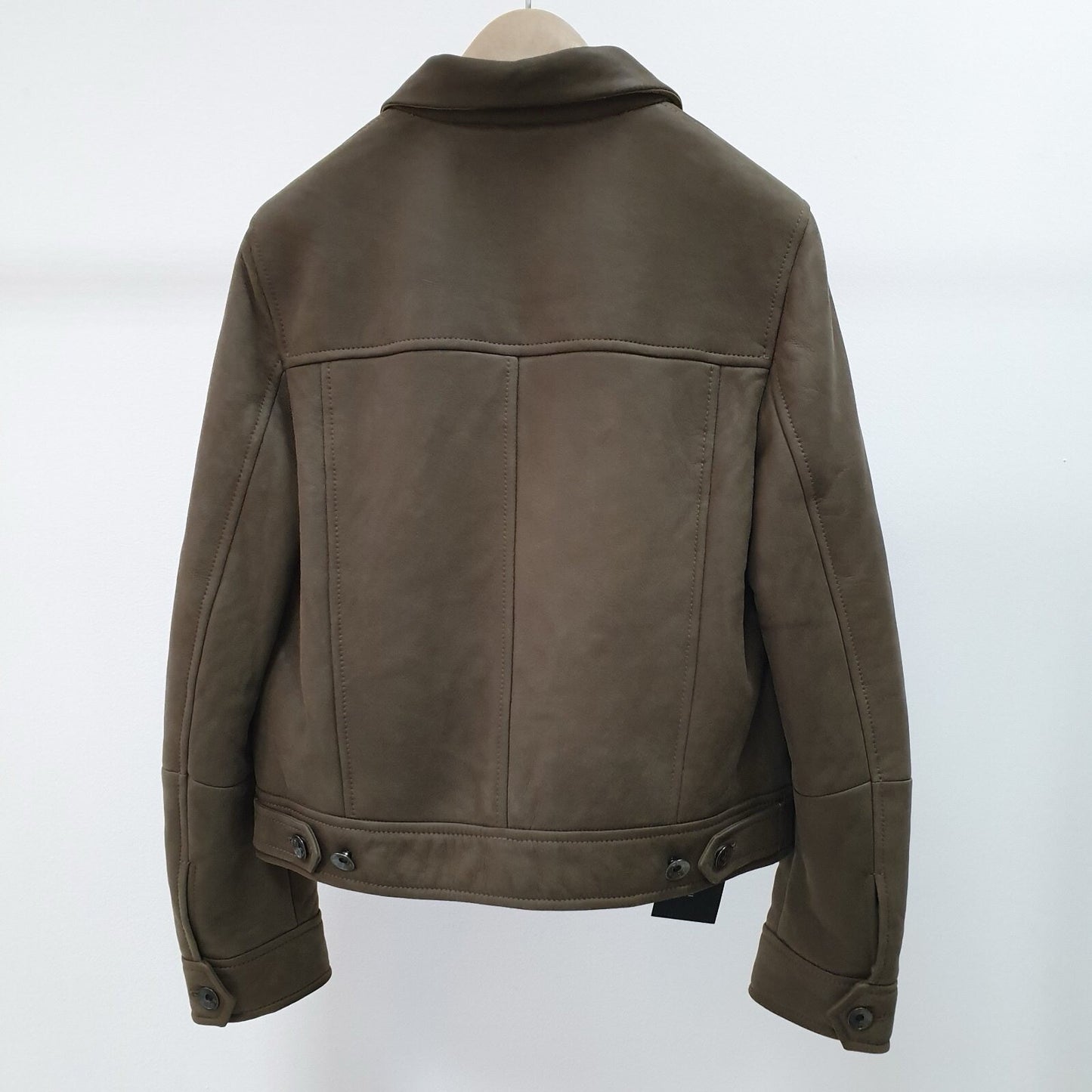 Brunello Cucinelli  Brown Grey Shearling Leather Jacket Sz.38