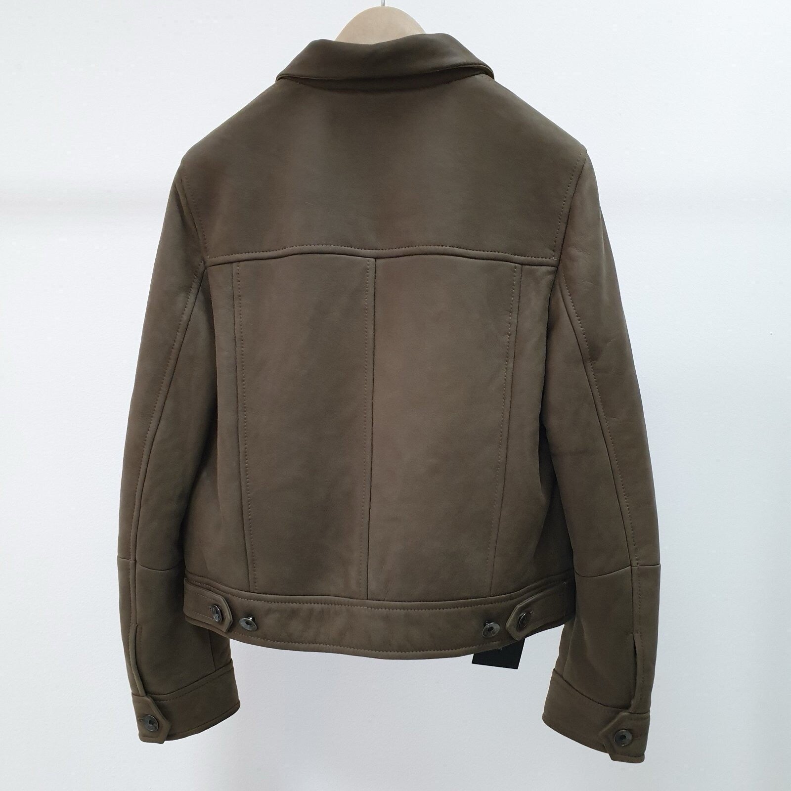 Brunello Cucinelli  Brown Grey Shearling Leather Jacket Sz.38