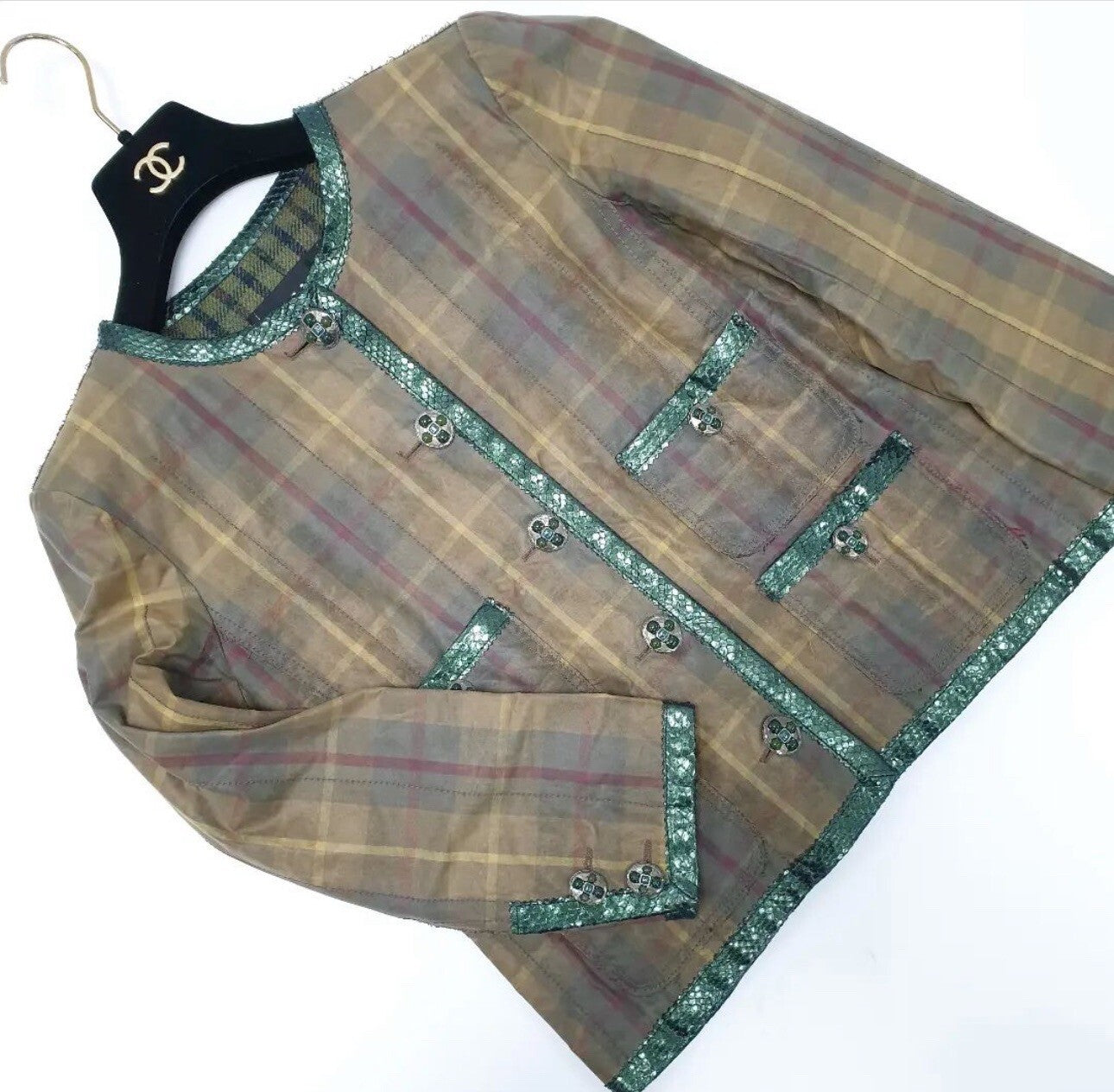 Chanel Paris-Edinburgh Python-Trimmed Jacket Sz.38