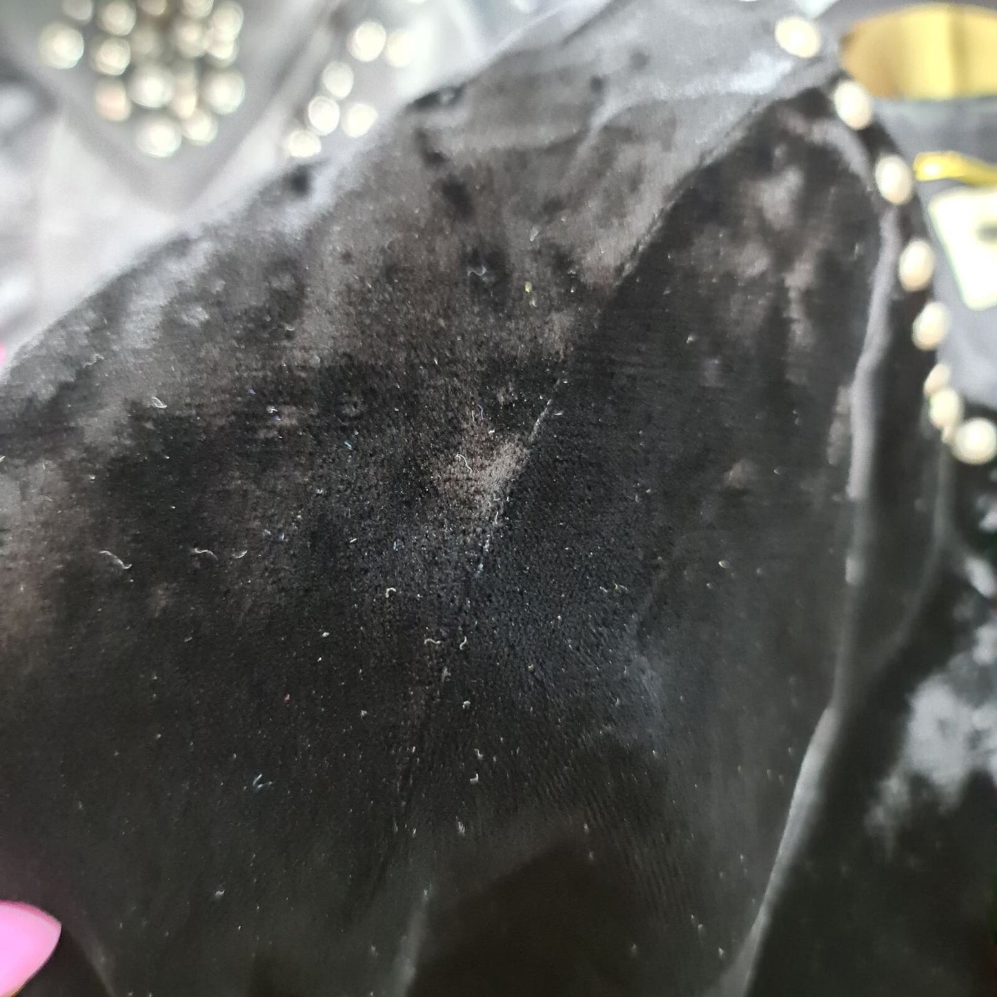 SAINT LAURENT Studded Ruffled Velvet Mini Black Dress Sz 36