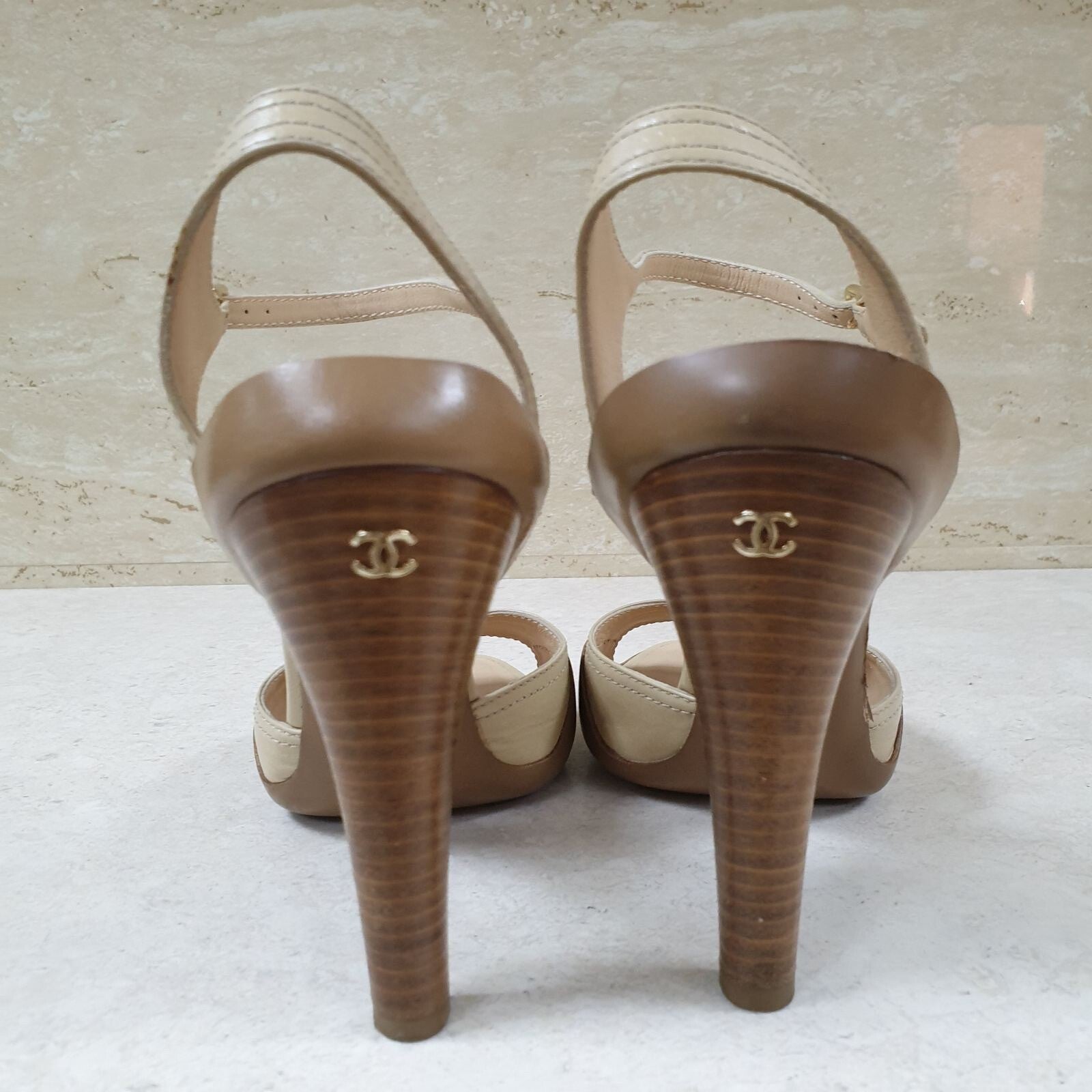 Chanel Beige Brown Slingback Sandal sz.40