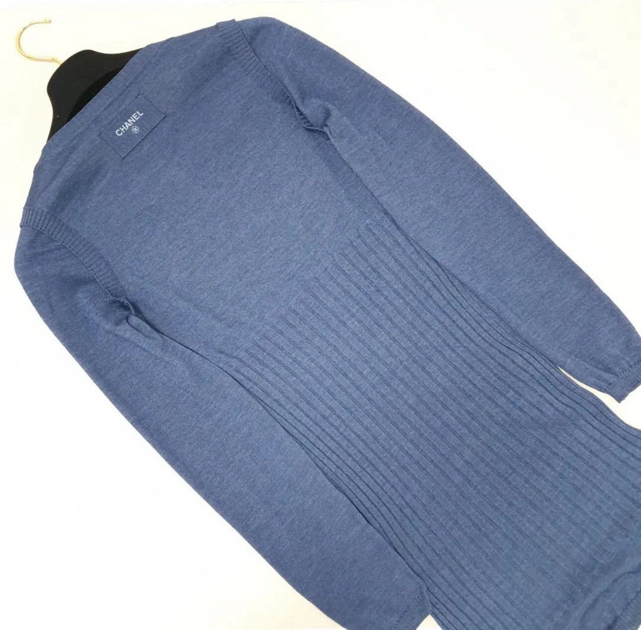 Chanel Navy Long Sleeve Knit Dress  Sz.36