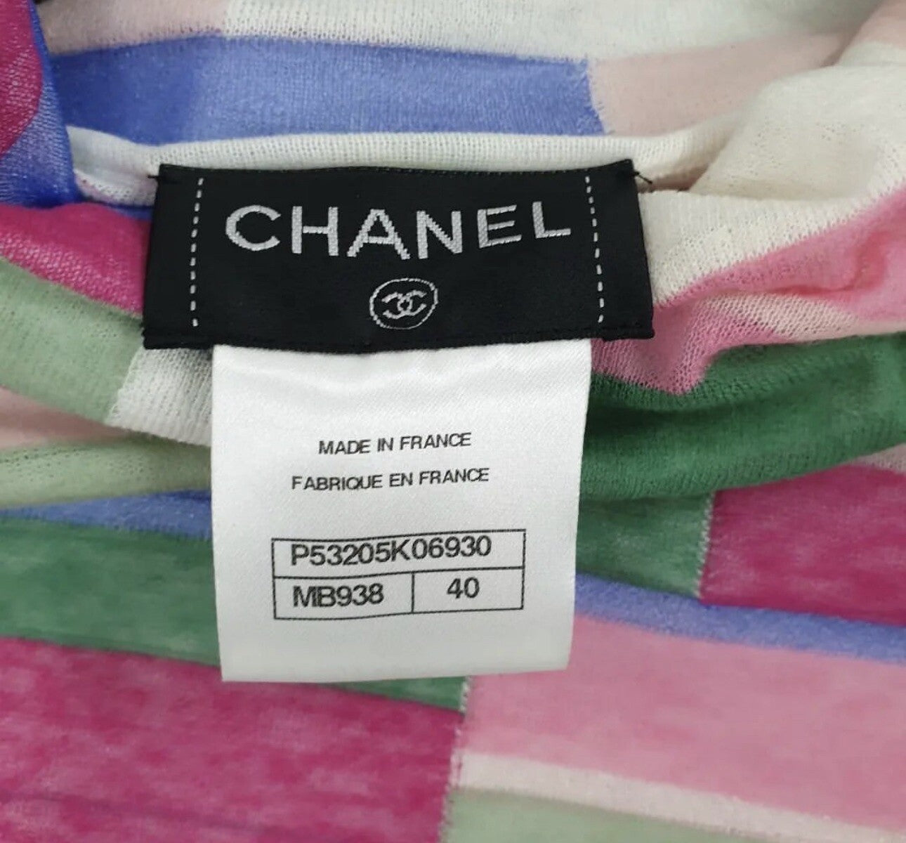 Chanel Multicolor Abstract Printed Knit Turtleneck Top Sz.40